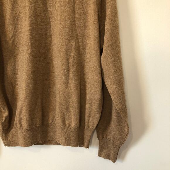 Jos A Bank Merino Wool Mock Neck Sweater Brown Quiet Luxury Minimalist Mens M - Picture 2 of 9